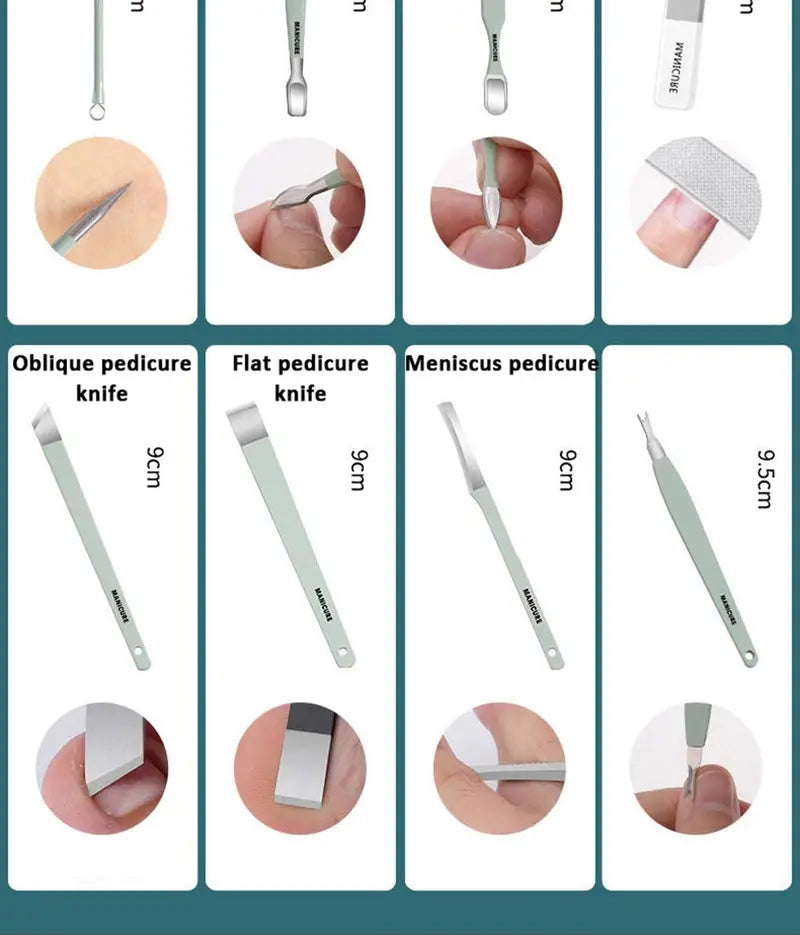 12/16 Pcs Manicure Pedicure Facial Set  With Leather Case