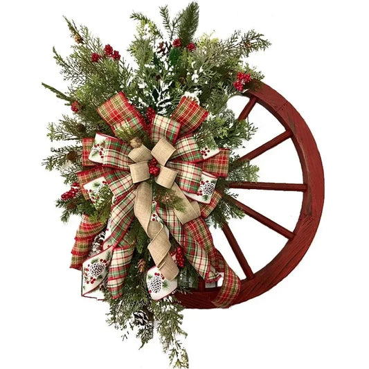 Wooden Christmas Roulette Wheel Wreath Decoration