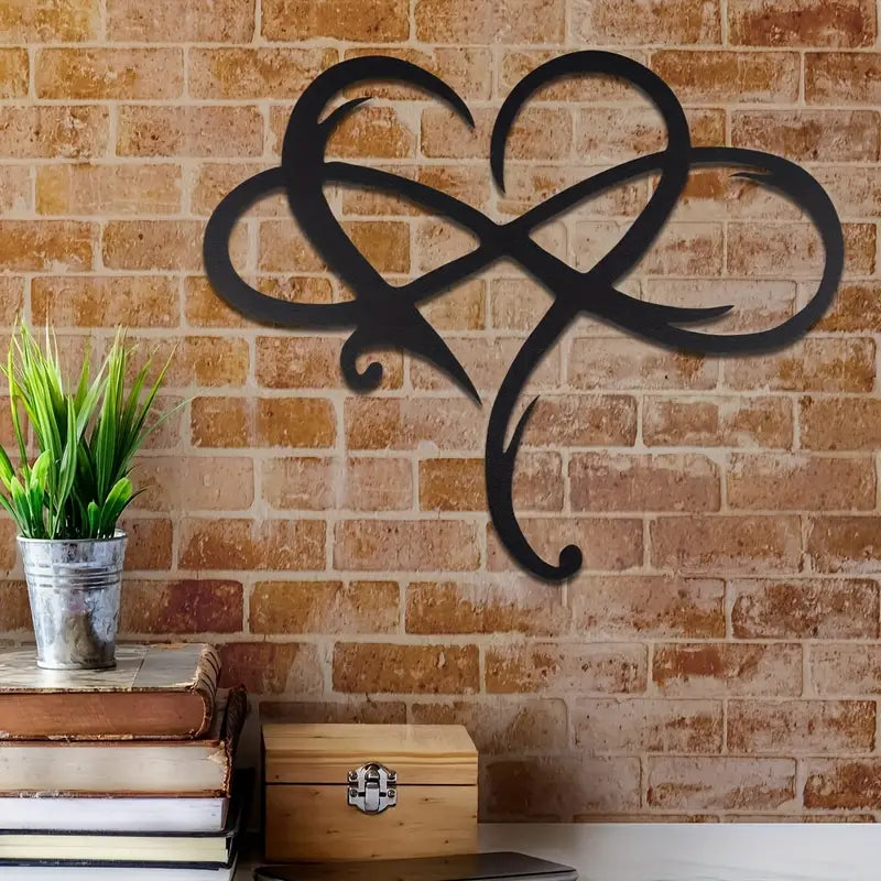 Infinity Heart Black Heart-Shaped Metal Wall Decor Love Sign Plaque