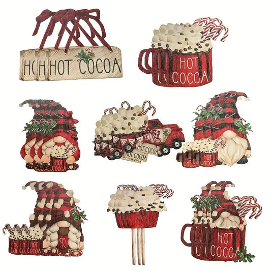 24-Piece Dwarf Christmas Red Wooden Hanging Pendants