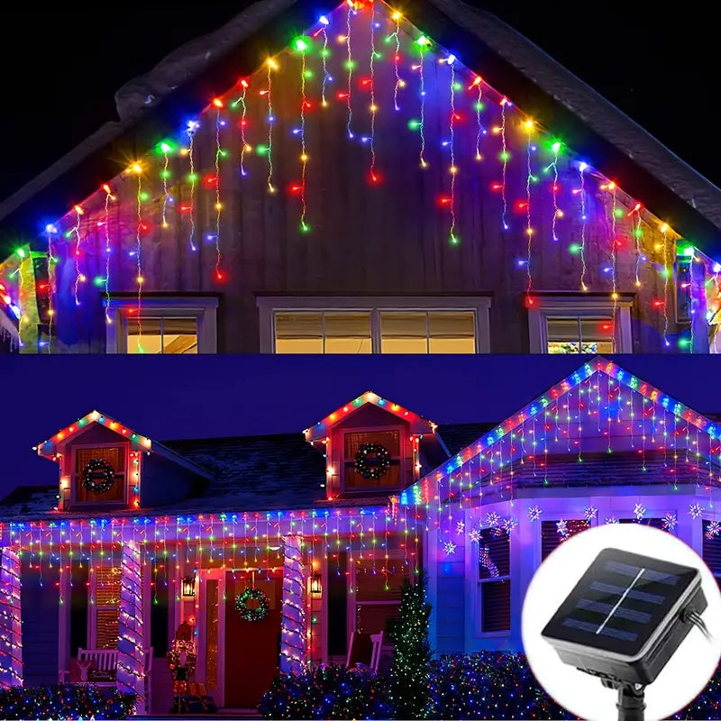 Sparkling Solar Snowfall: LED Icicle Lights for a Merry Christmas