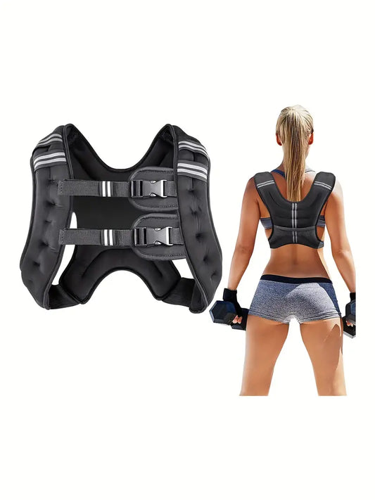 18Lbs Weighted Vest - Adjustable, Solid Black
