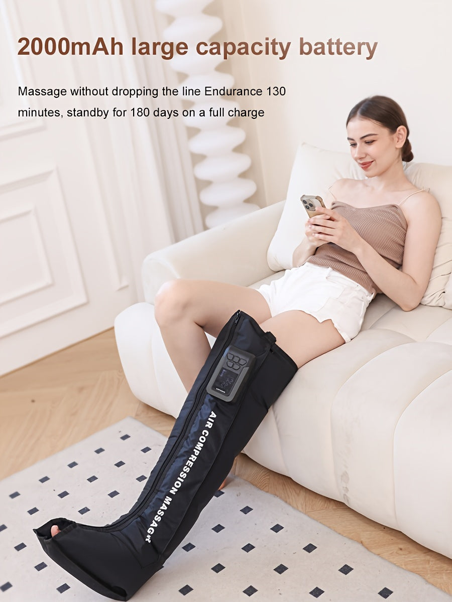 USB-Rechargeable Leg Massager with 360° Wrap & 3D Airbag Pressure(Black)