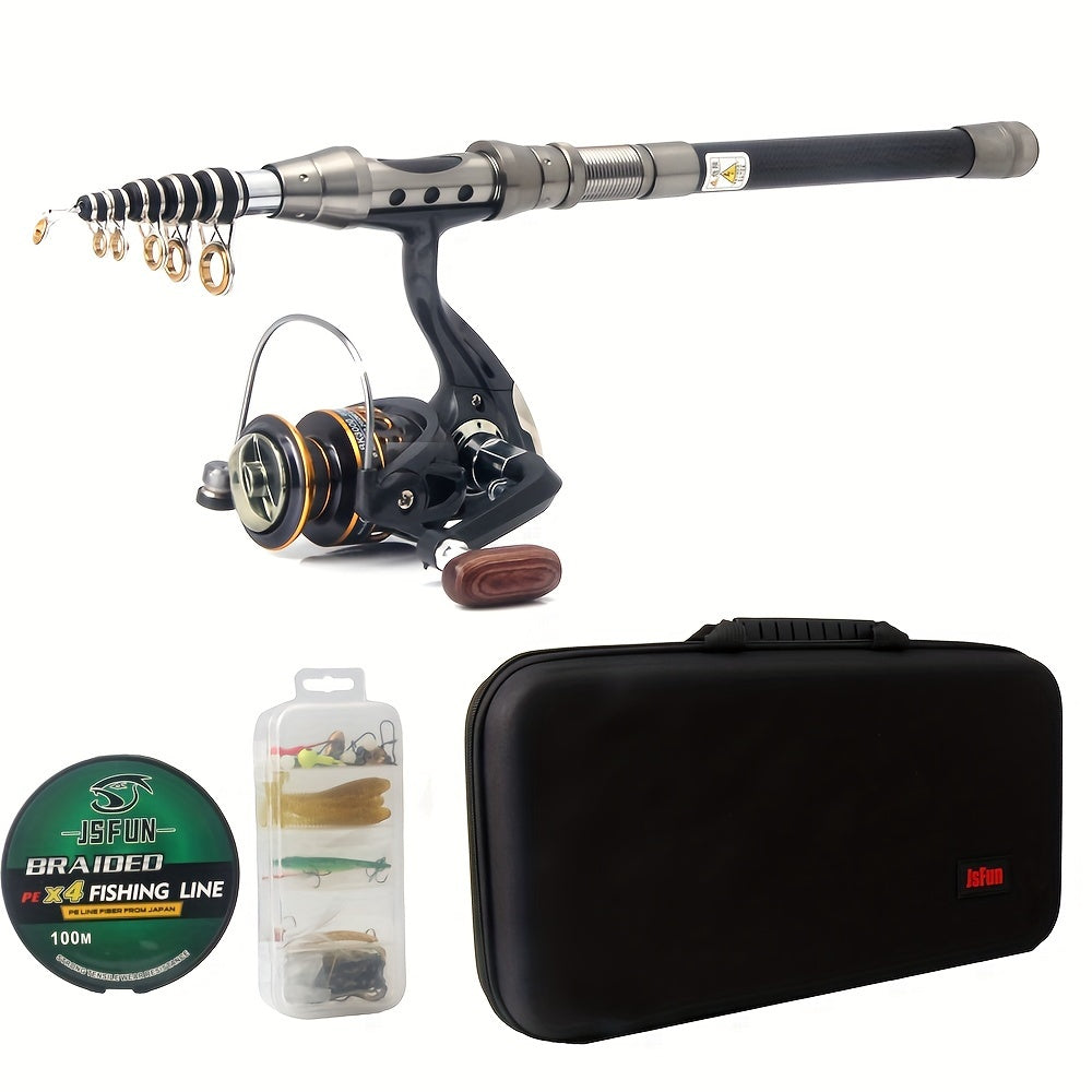 Braided Fishing Line Kit with Telescopic Rods