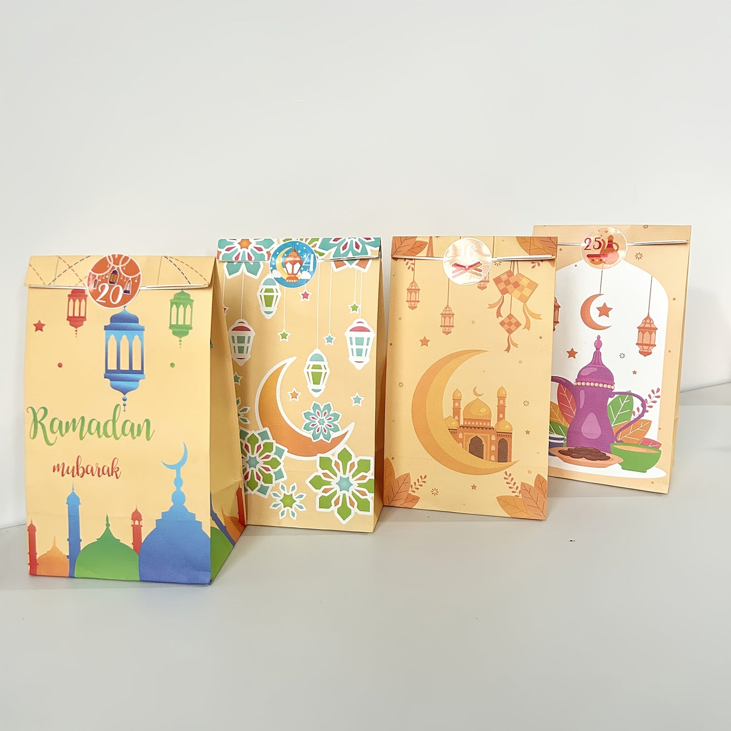 Ramadan Countdown Kraft Paper Bags Set (60 Pieces)