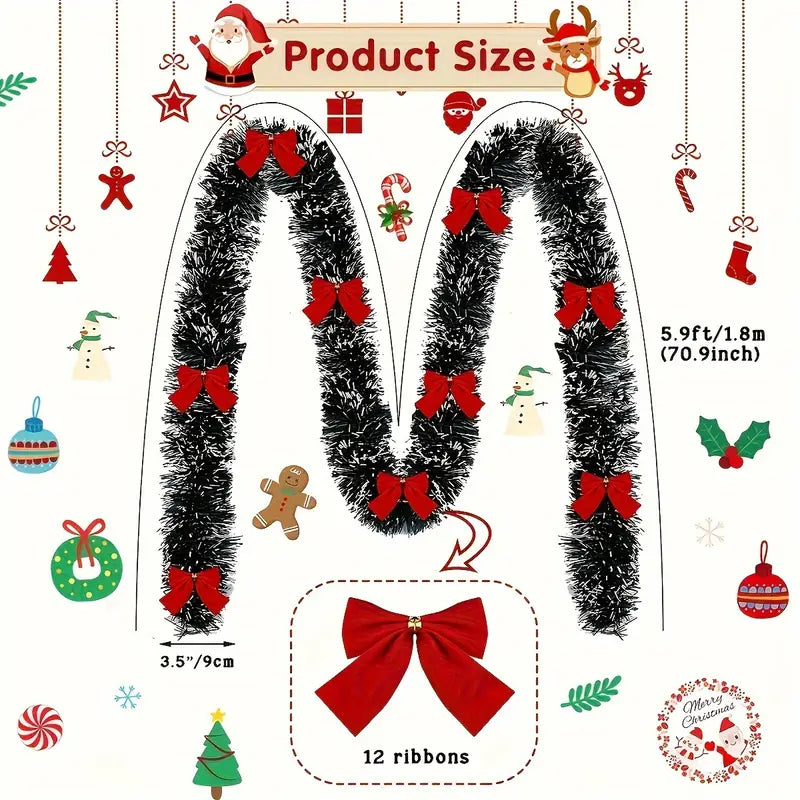 Sparkling Christmas Tinsel Garland - 179.83 cm | Festive Metallic Twist Decoration