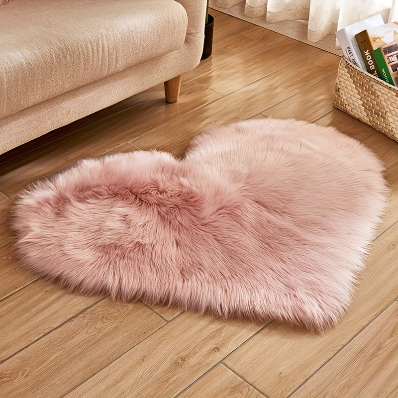 Plush Pink Heart-Shaped Area Mat