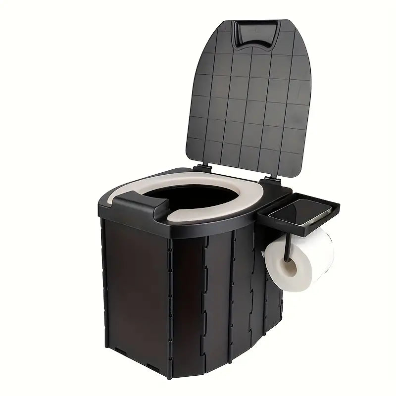 Portable Folding Toilet with PU Seat Cushion - Ideal for RV, Car, Camping