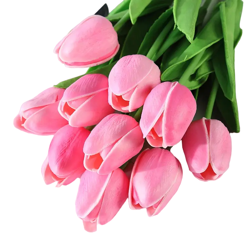 5pcs Artificial Tulip Stems: Realistic Faux Tulip Flowers(Dark Pink (5pcs))