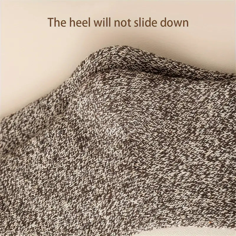 5 Pairs of Thick Solid Crew Socks for Men - Winter Essentials