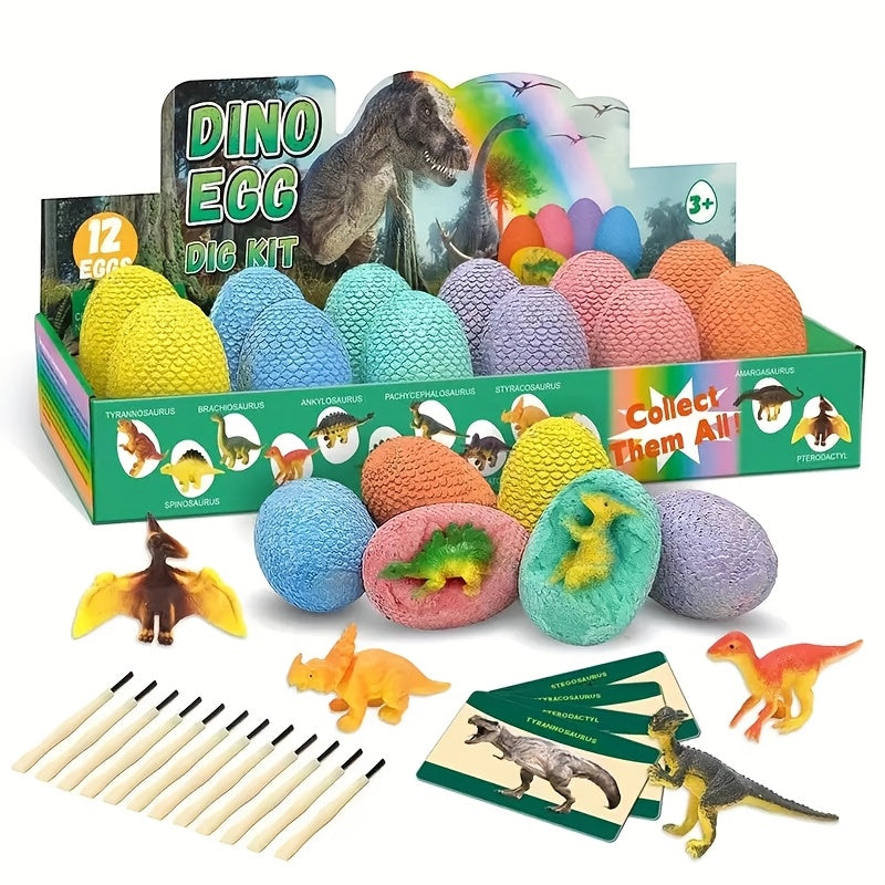 Colorful Dinosaur Fossil Digging Egg Set (12 Eggs)