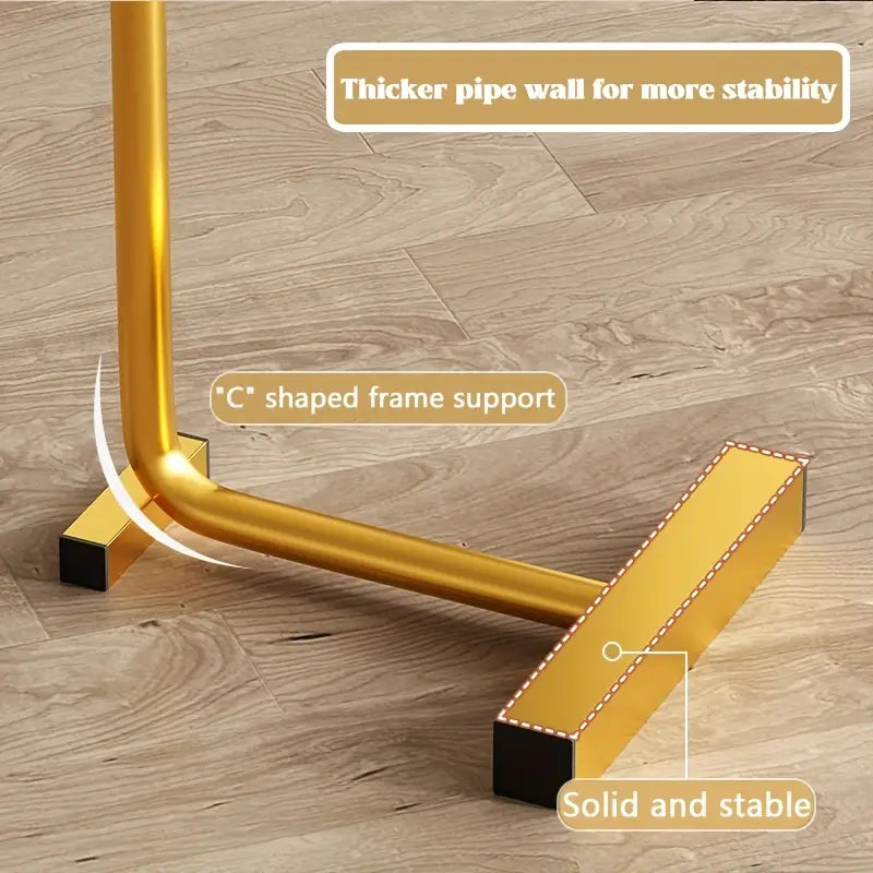 Casual White and Golden Small Coffee Table with Lightweight Design