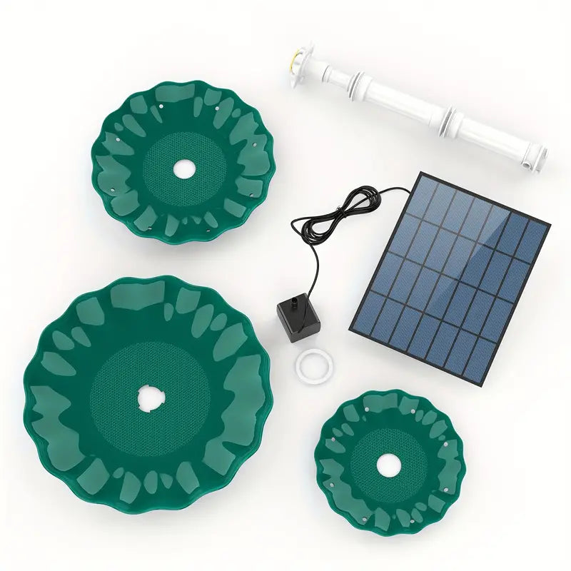 Solar-Powered 3 Tier Bird Bath Fountain Set
