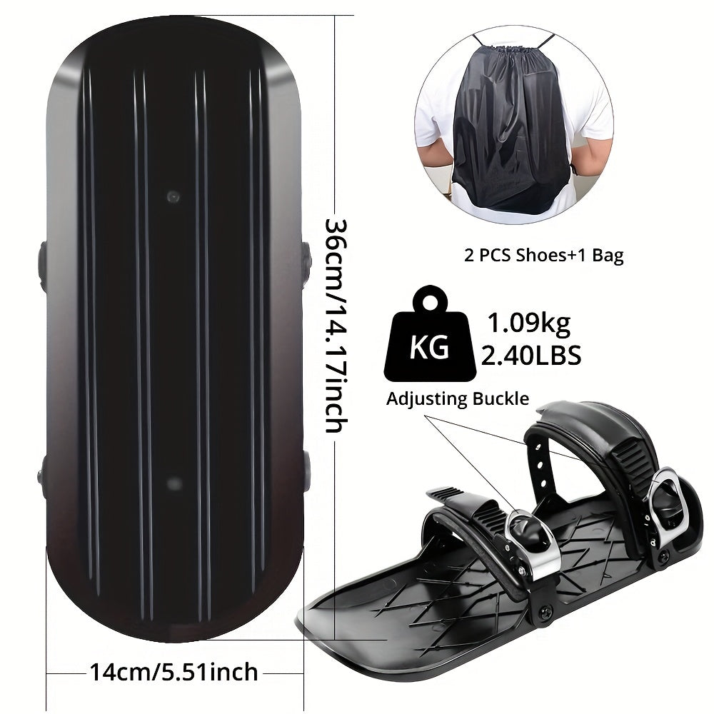 Mini Snow Skates Adjustable Ski Sled Boots