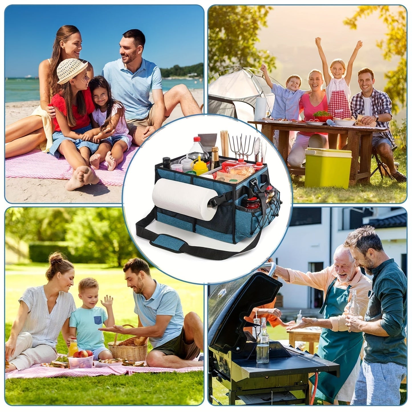 BBQ Grill Caddy with Paper Towel & Condiment Pocket