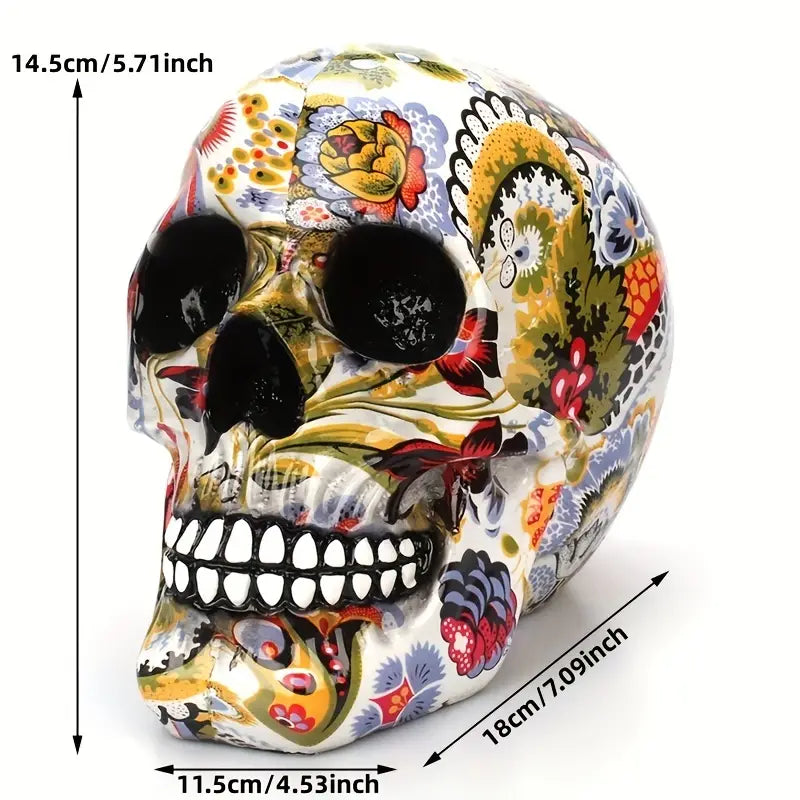 Skull Decoration – Vibrant Resin Flower Art Deco