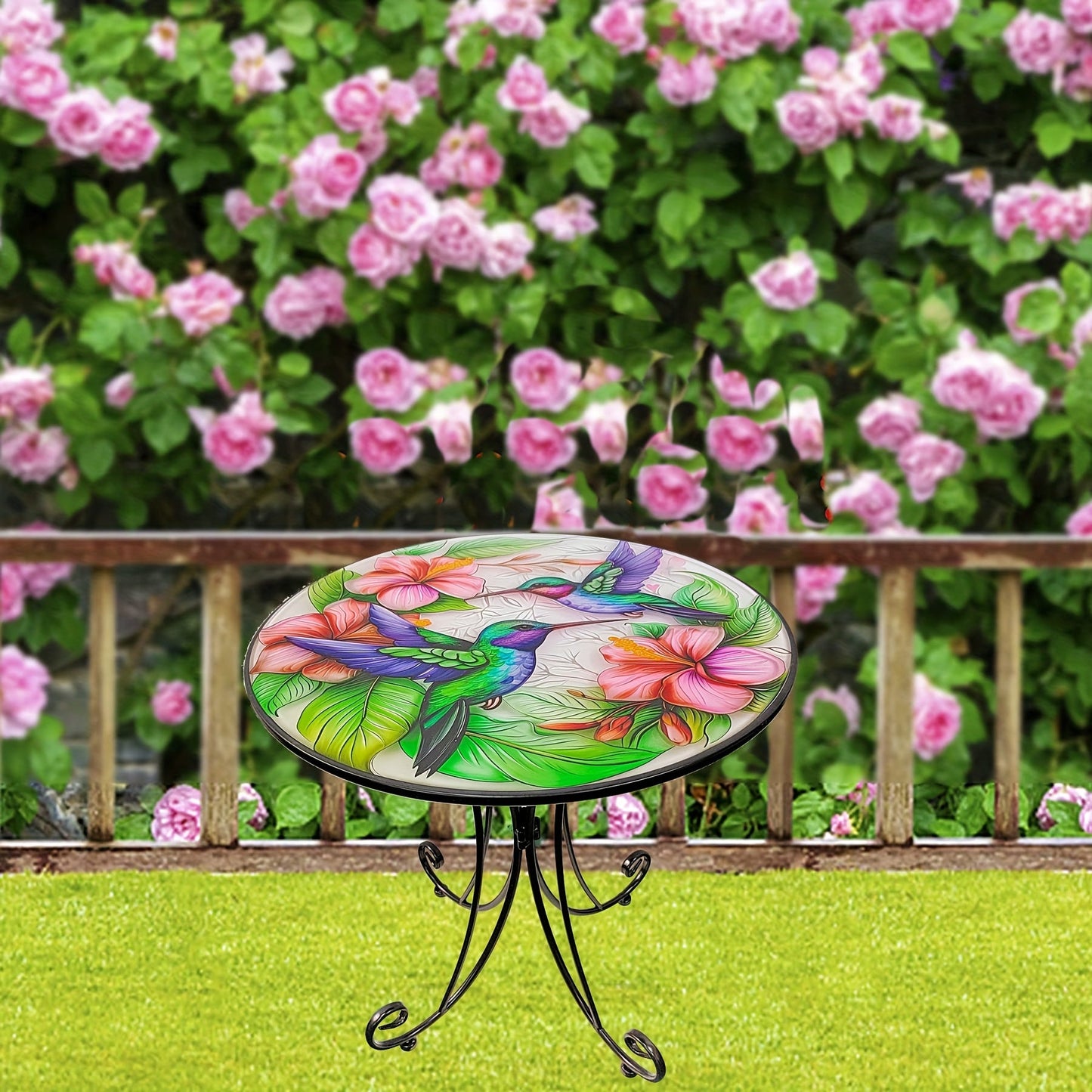 Round Metal Side Table Hummingbird
