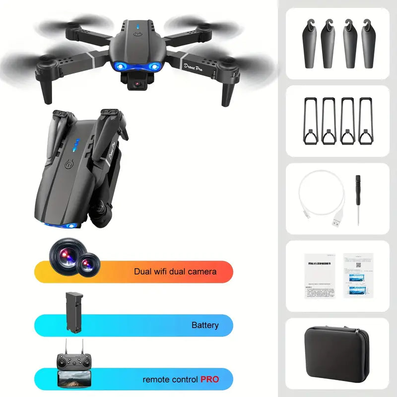 Foldable RC Drone with HD Camera & Altitude Hold - Black