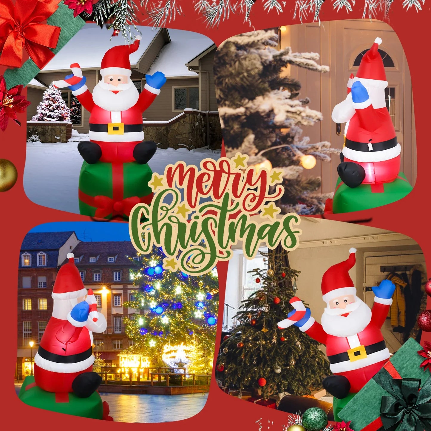 Lighted Inflatable Santa Claus with LED Lights