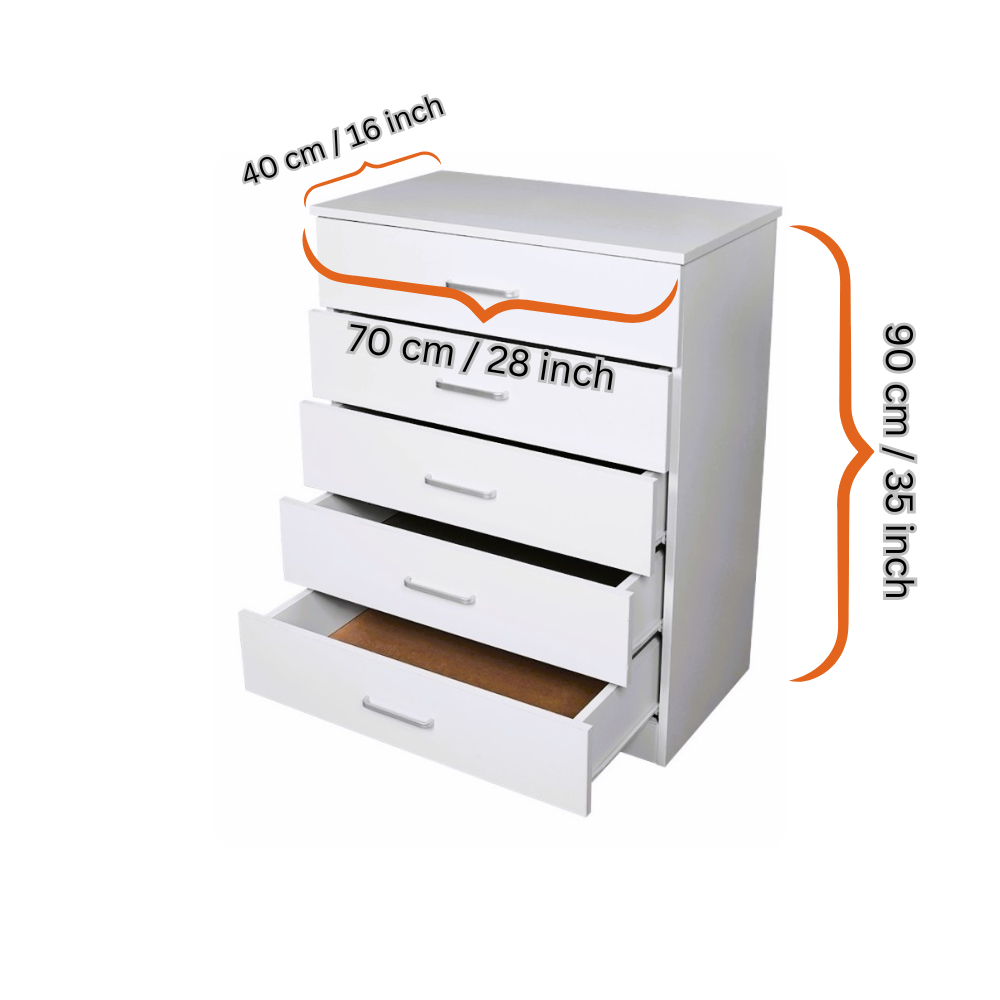 Classic Elegance: Five-Drawer Chest for Organized Living