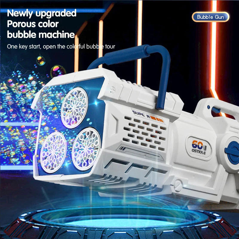 60-Hole LED Light Bubble Gun Toy for Kids