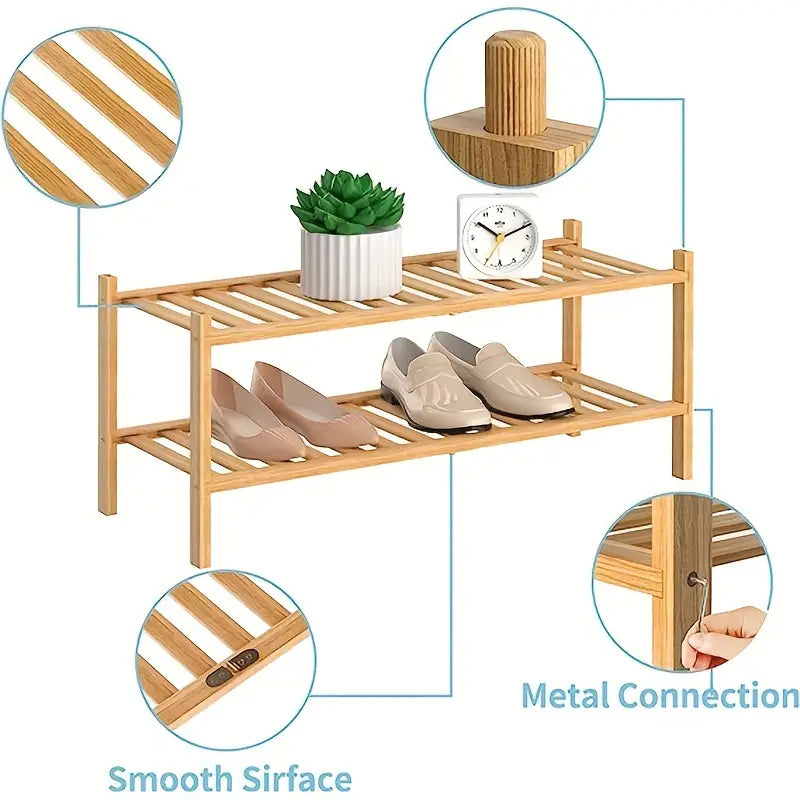 Bamboo Shoe Rack: Stack & Fold Design