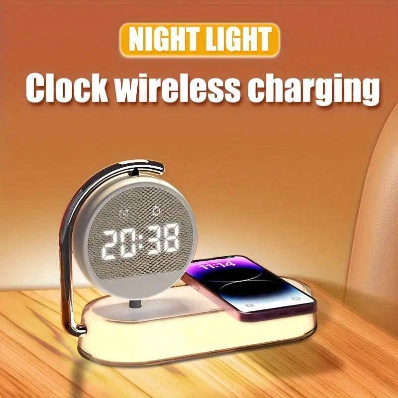 Fantasy Tropical Night Light & Wireless Charger Stand with Digital Alarm Clock