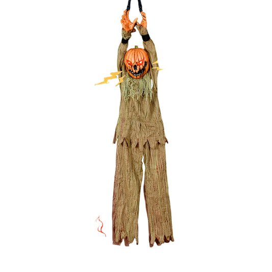 Pumpkin Head Pendant Halloween Decor with Sound and Lights