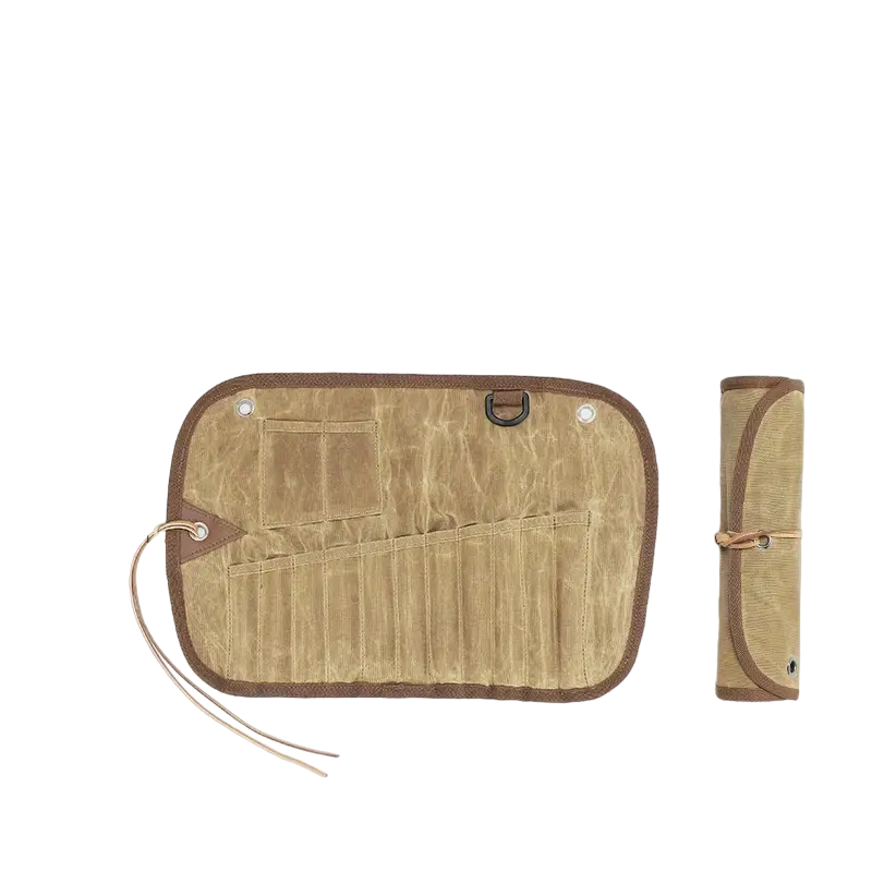 Portable Waxed Canvas Cutlery Bag for Outdoor Dining