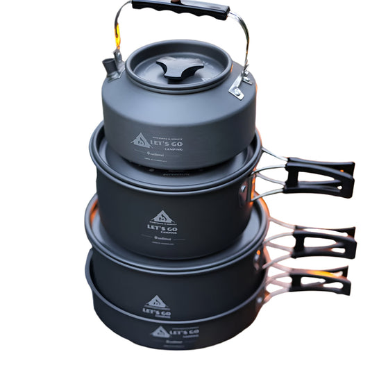 4pcs Aluminum Camping Cookware Set for Outdoor Cooking