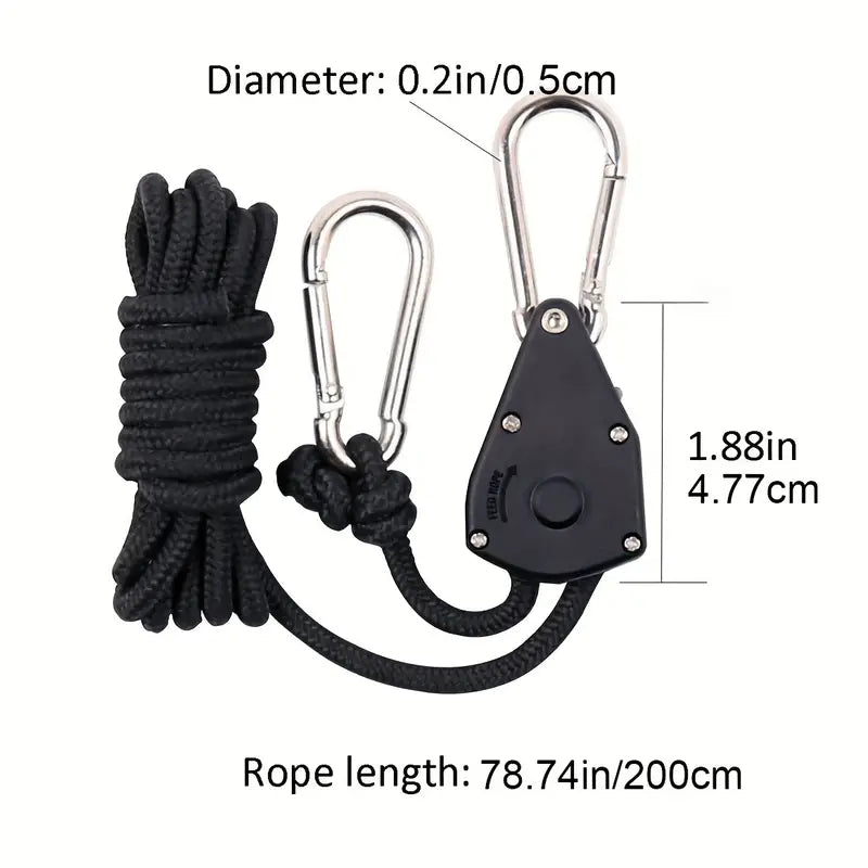 Adjustable Camping Wind Rope Pulley Tie Down Kit with Carabiners - Set of 4