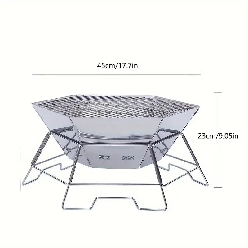 Foldable Stainless Steel Camping Charcoal Grill