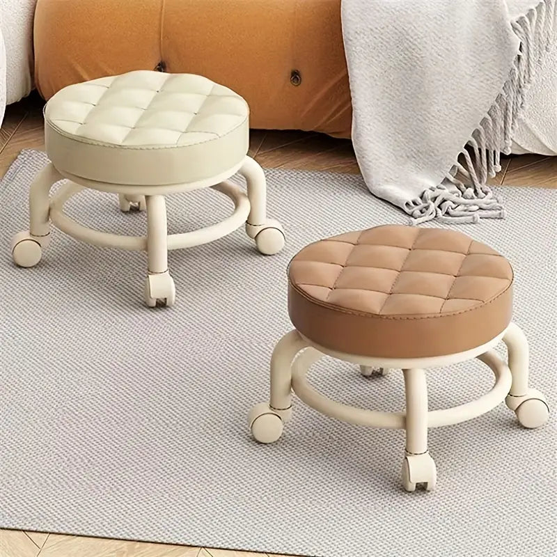Step Up Your Decor Game with a Trendy Round Rolling Stool