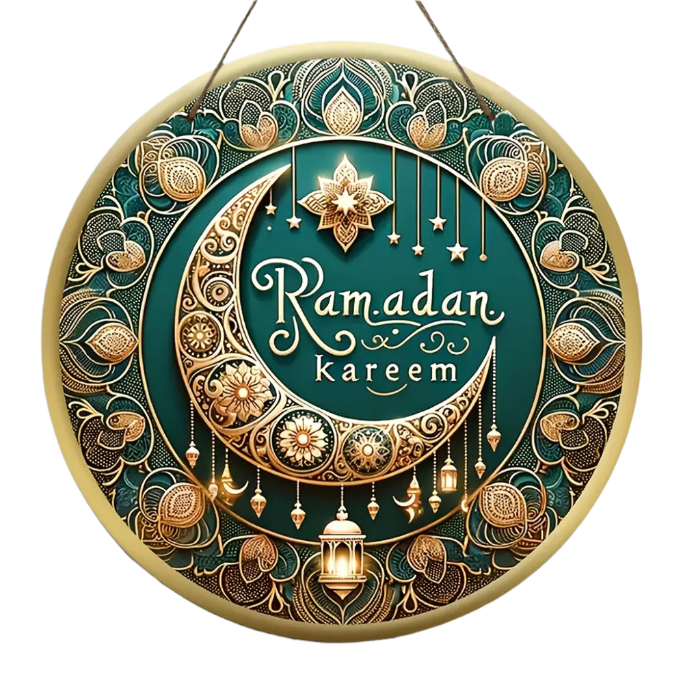 Glam Style Ramadan Kareem Wood Wreath Decoration