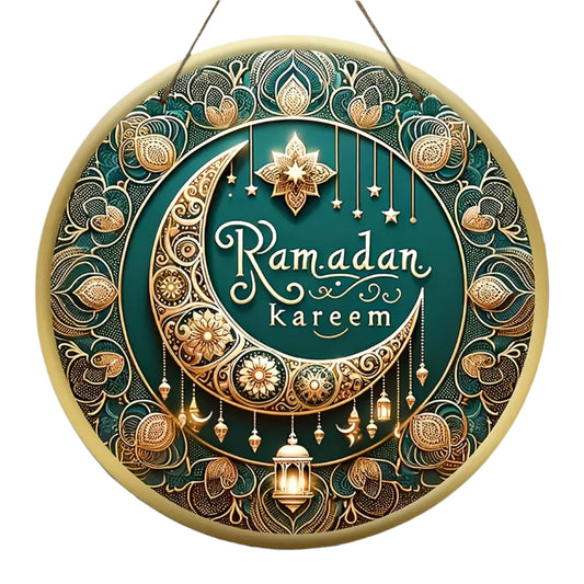 Glam Style Ramadan Kareem Wood Wreath Decoration
