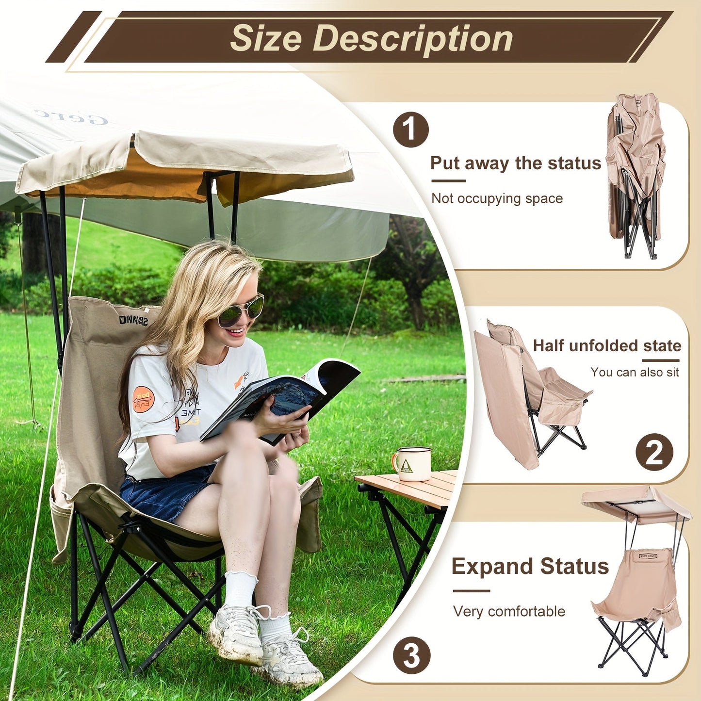 Foldable Camping Chair with Sunshade