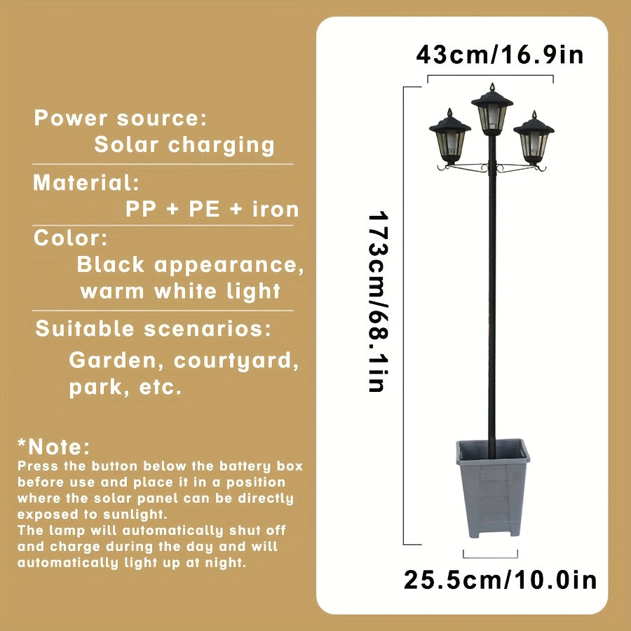 Solar Garden Triple Head Pathway Light