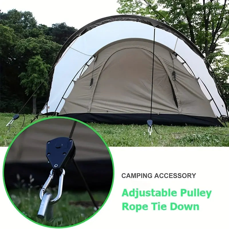 Adjustable Camping Wind Rope Pulley Tie Down Kit with Carabiners - Set of 4