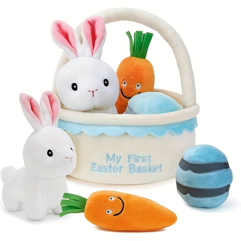 First Easter Gift Basket with Bunnies and Eggs