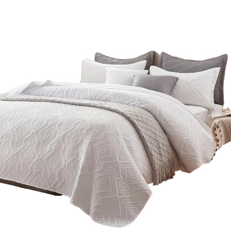 White Microfiber 3-Piece 150GSM Bedspread Set - Queen Size