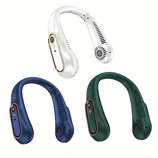 Stay Comfortable on the Go: USB Rechargeable Neck Fan with Display