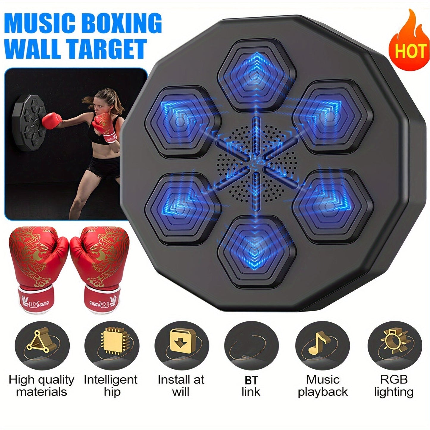 Smart Wall-Mounted Boxing Trainer with Gloves