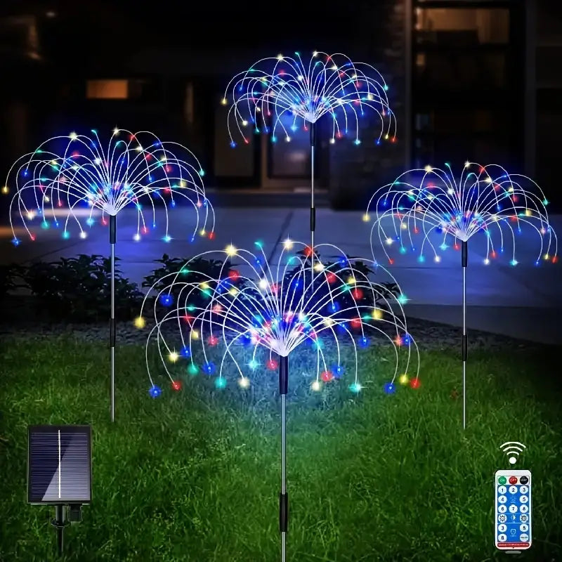 Set of 4 Solar Fireworks Lights for a Dazzling Christmas Display