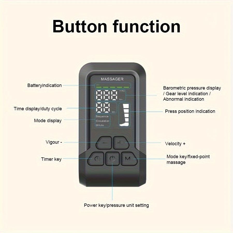 USB-Rechargeable Leg Massager with 360° Wrap & 3D Airbag Pressure(Black)