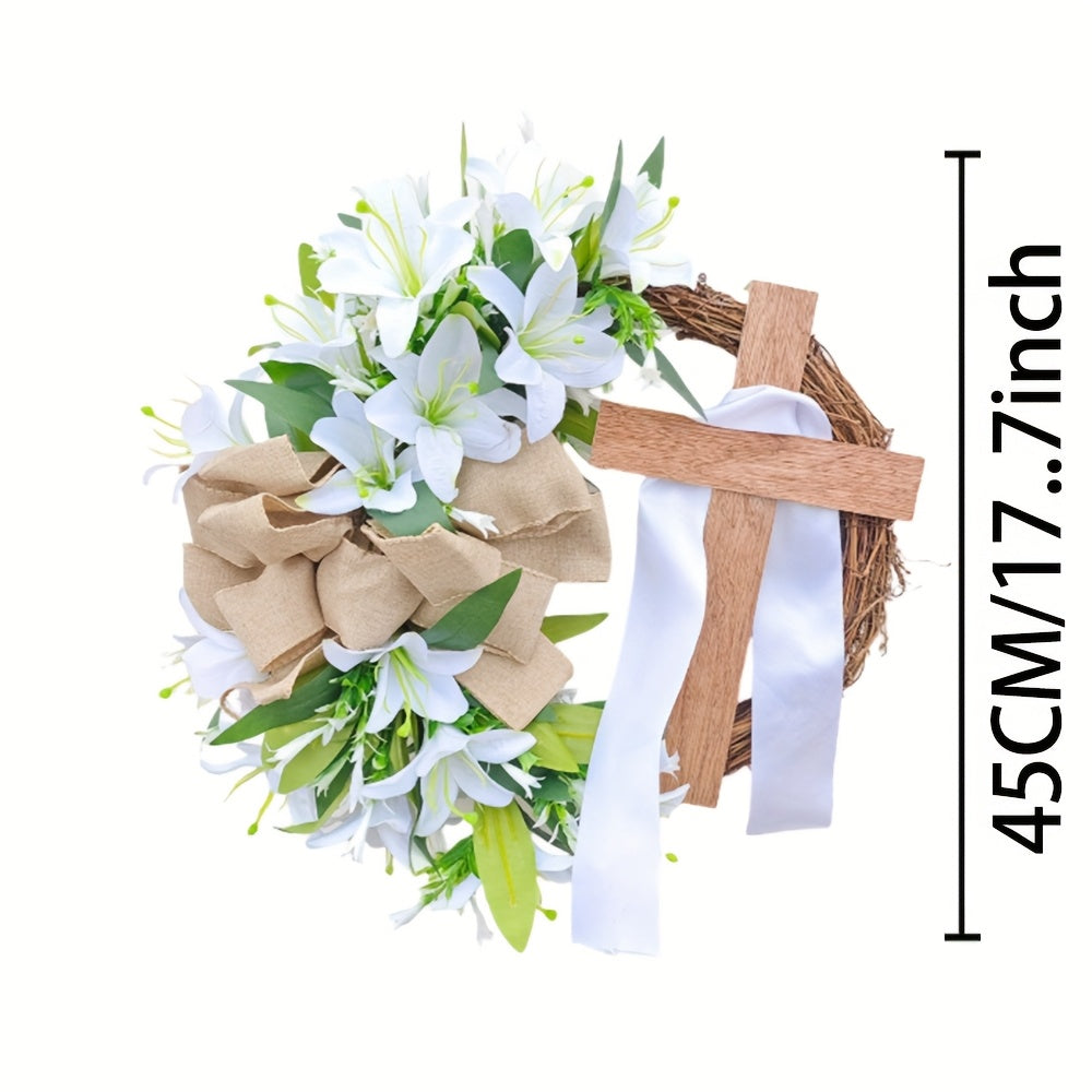 Easter Wreath with Cross Religious Garland