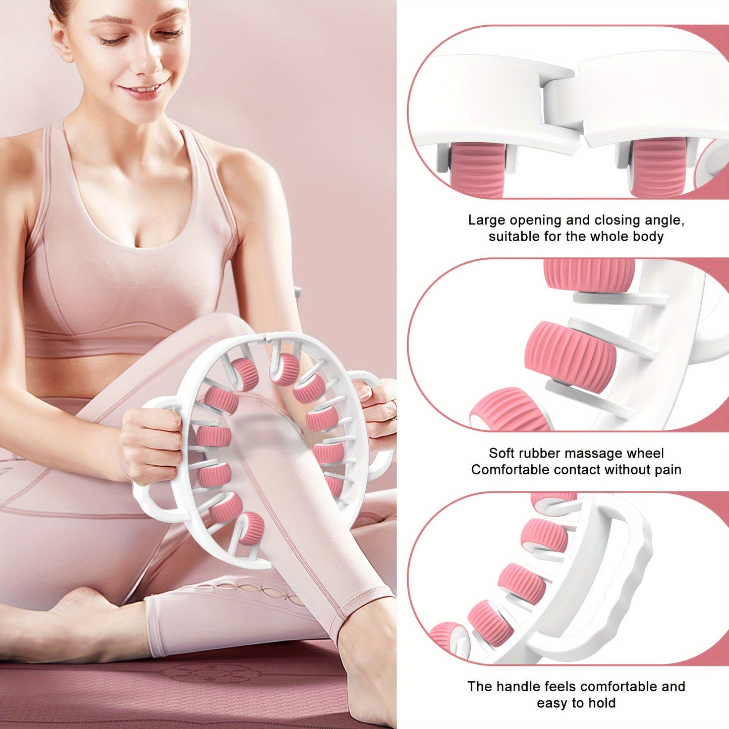 12-Wheel 360° Muscle Roller - Leg, Calf, Arm Massager(White)