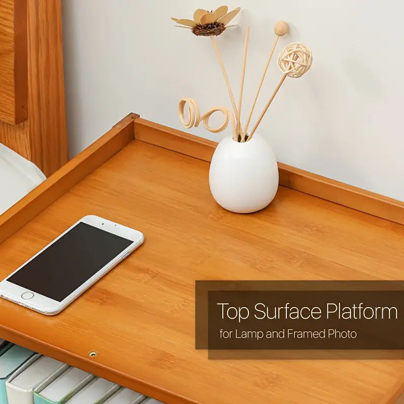 Bedside Table Rectangular Shape - Tan Color