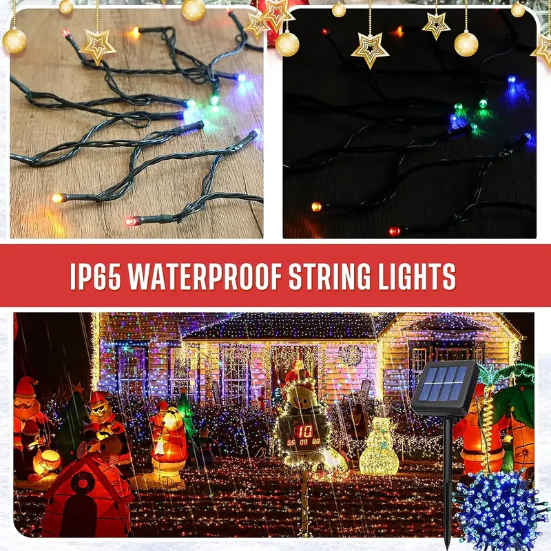 Christmas Solar String Lights - Multi-Colored, 8 Modes, Waterproof Fairy Lights