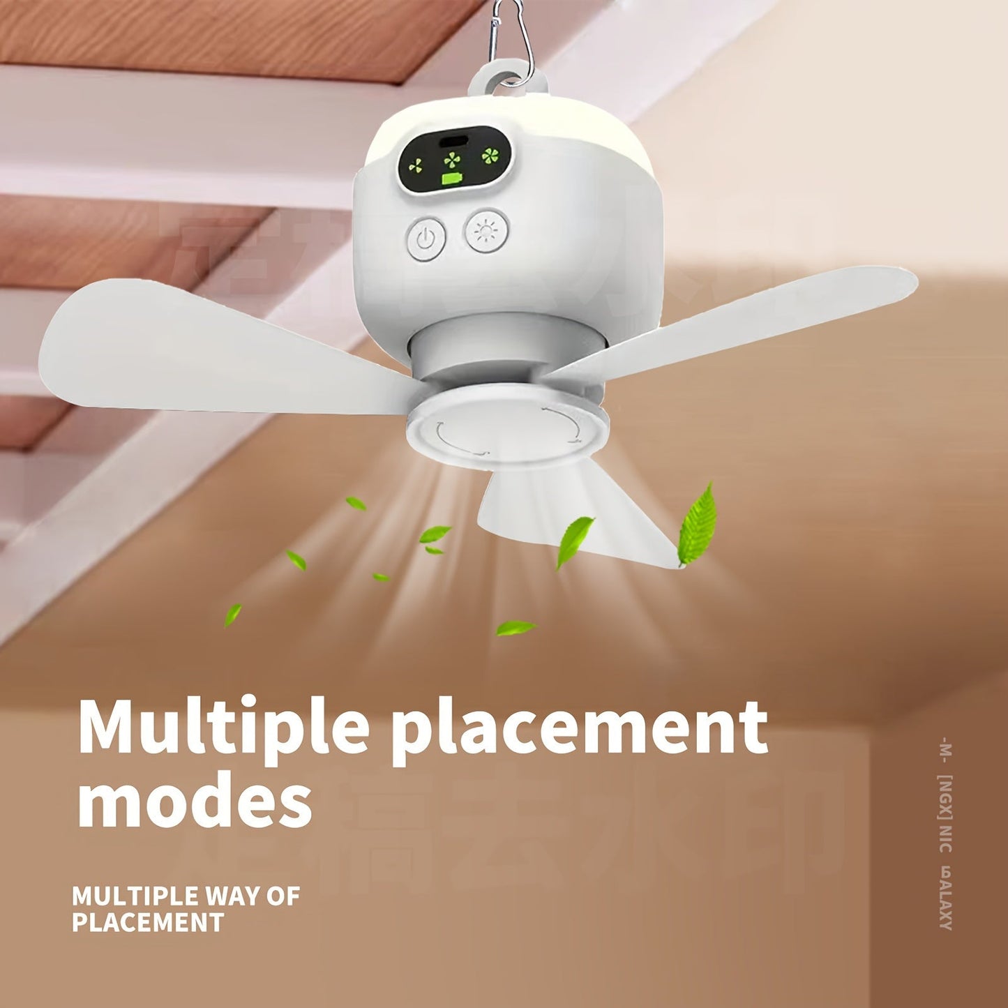 Portable USB Rechargeable Ceiling Fan with Night Light