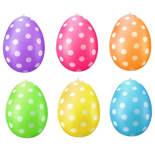 Set of 6 Multicolored Polka Dot Inflatable Easter Eggs